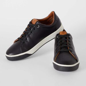 hawk and sole nero black luxury sneaker low top stacked view